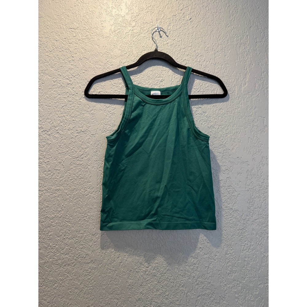 No Boundaries Womens High Neck Ribbed Tank Top Forest Green Large 12-14 Seamless